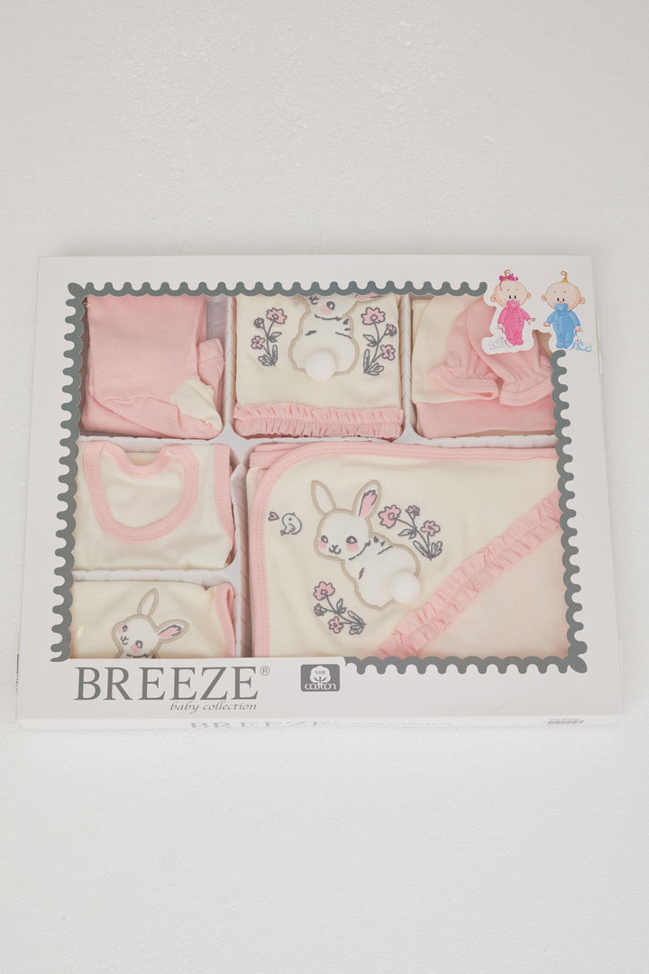 طقم ملابس مستشفى للفتيات الصغيرات من BRE Breeze مكون من 10 قطع مع تطريز أرنب وتصميم زهور، 0-3 أشهر، كريمي - Romford