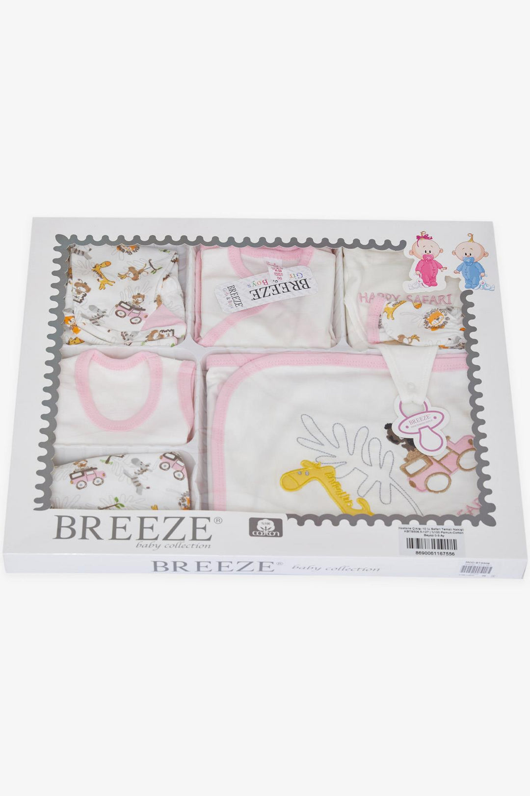 BRE Breeze Baby Girl Hospital Outfit 10 قطع سفاري تحت عنوان مطرز 0-، أبيض - Tepeji del Río de Ocampo