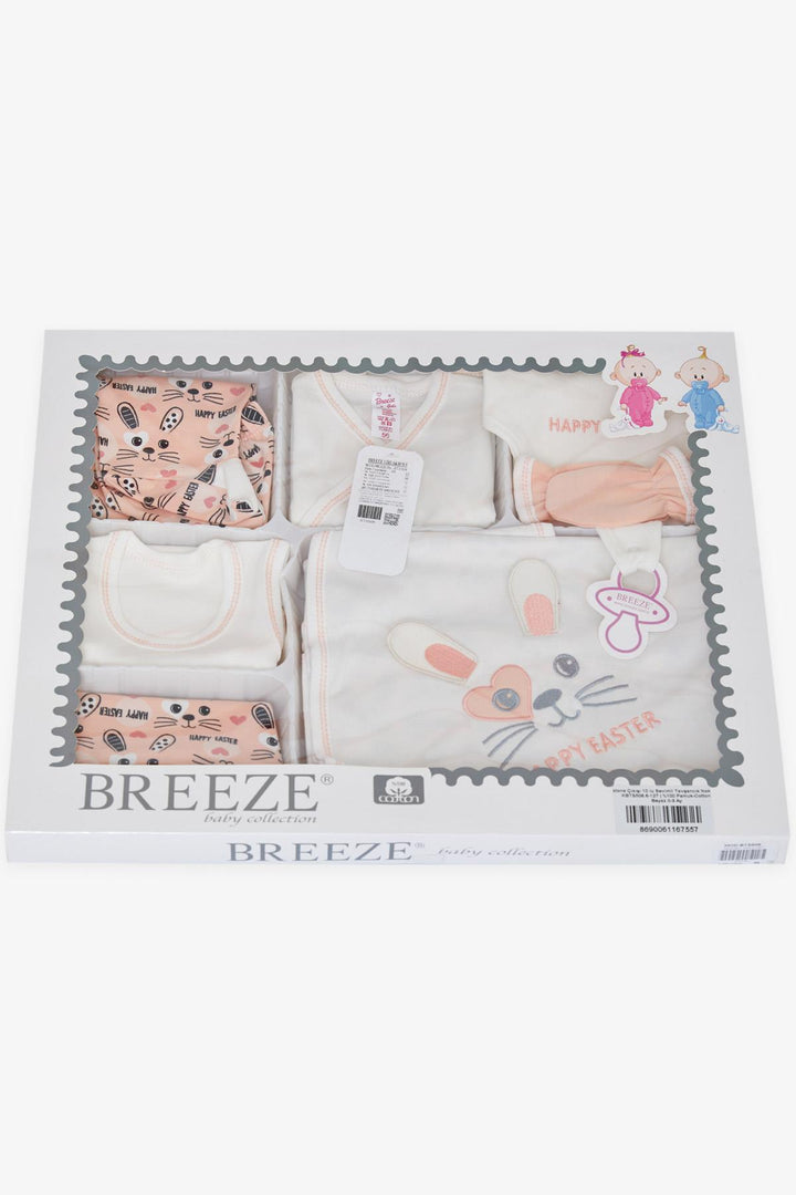 طقم ملابس مستشفى للفتيات الصغيرات من BRE Breeze مكون من 10 قطع مطرزة على شكل أرنب لطيف، أبيض - قرطبة