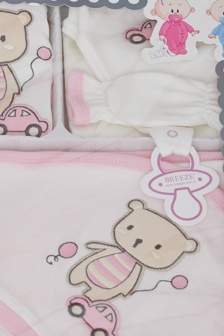 طقم مستشفى BRE Breeze Baby Girl 10 قطع مطرز بالنحلة 0-، أبيض - نهر كامبل