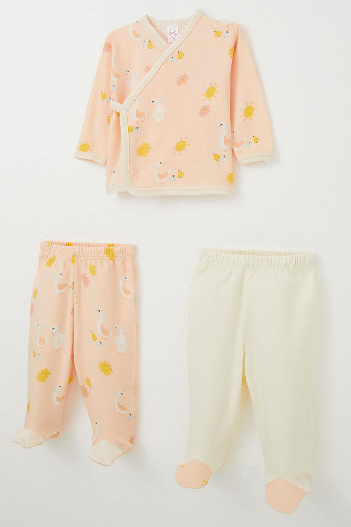 BRE Breeze Baby Girl Hospital Outfit 3-Piece Cute Duck Patterned 0-4 Months, Salmon - Forlì