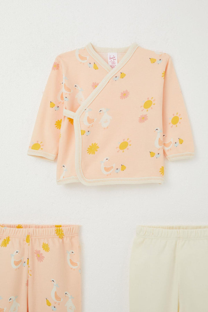 BRE Breeze Baby Girl Hospital Outfit 3-Piece Cute Duck Patterned 0-4 Months, Salmon - Forlì
