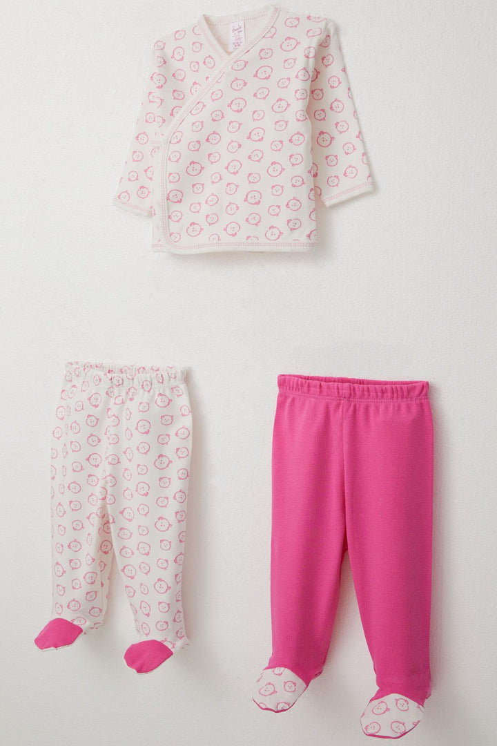 BRE Breeze Baby Girl Hospital Exit 3-Piece Cute Baby Bear 0-4 Months, Ecru - A Coruña