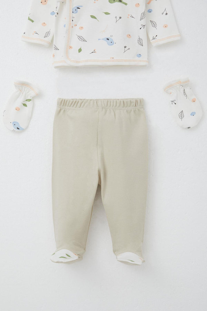BRE Breeze Baby Girl Hospital Outfit 5-Piece Spring Themed Cute Little Sparrow Patterned 0-3 Months, White - Amberg