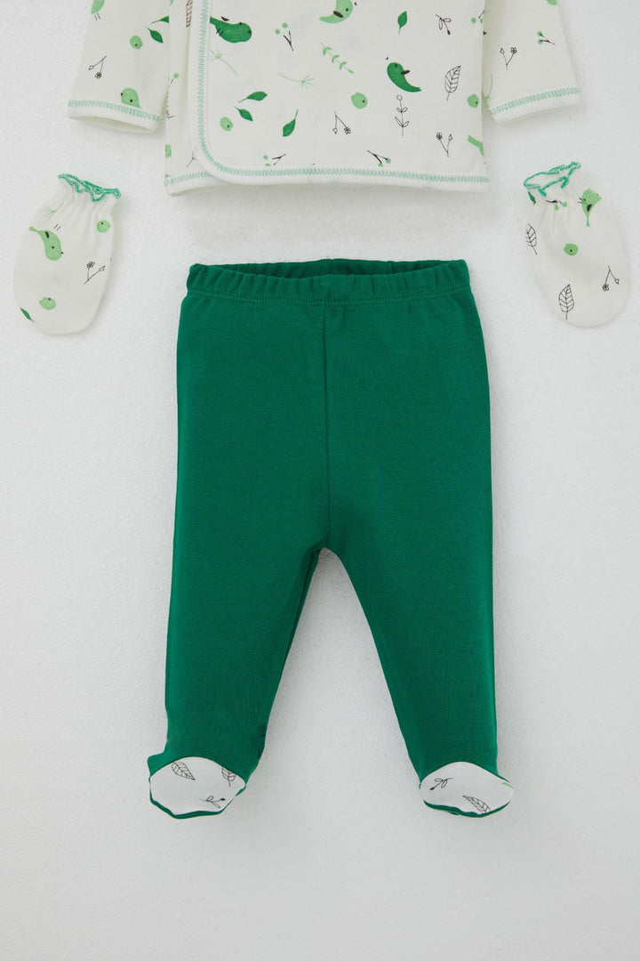 BRE Breeze Baby Girl Hospital Outfit 5-Piece Spring Themed Cute Little Sparrow Patterned 0-3 Months, Ecru - Cleveland