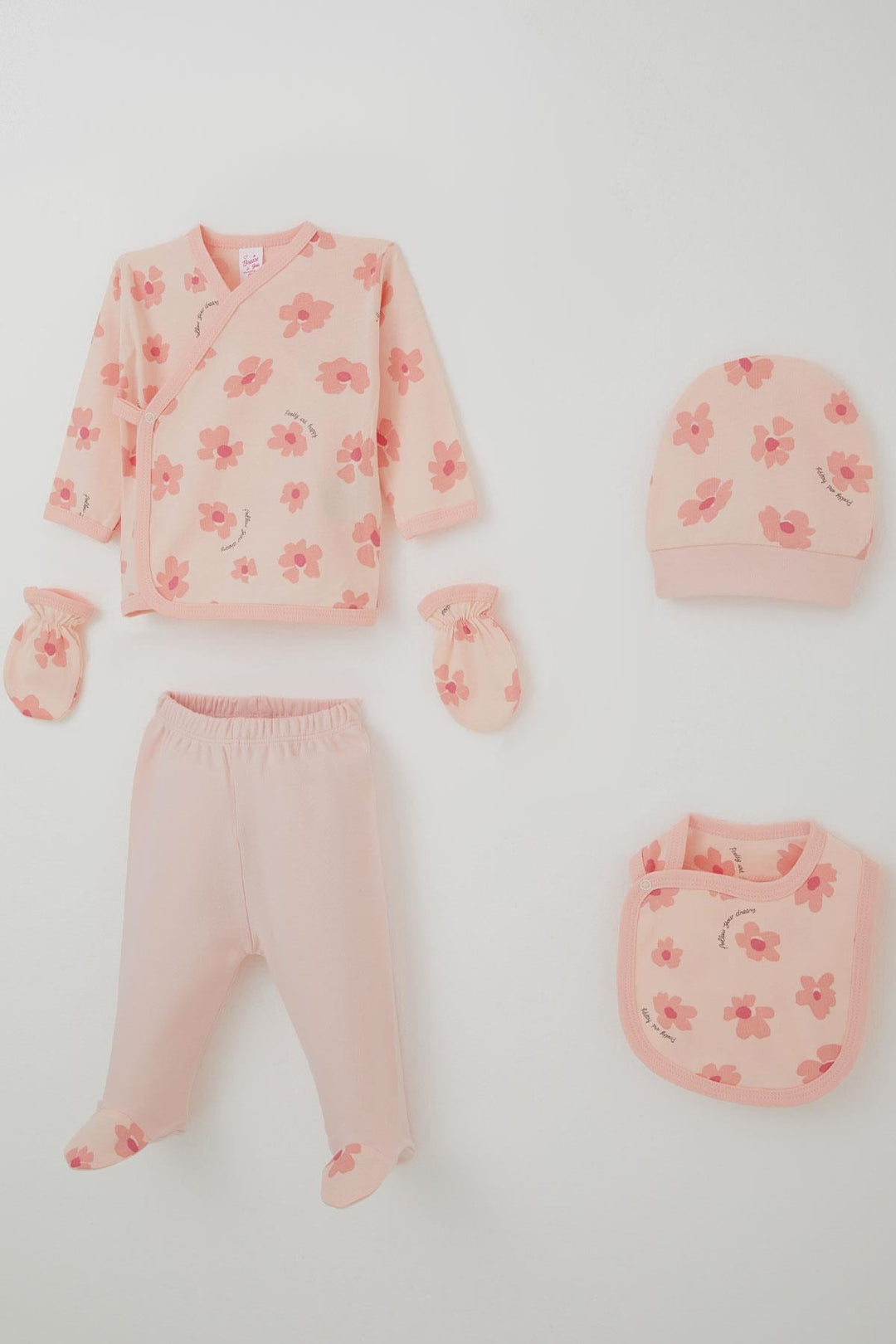 BRE Breeze Baby Girl Hospital Outfit 5 Piece Flower Patterned 0-3 Months, Powder - Barsinghausen