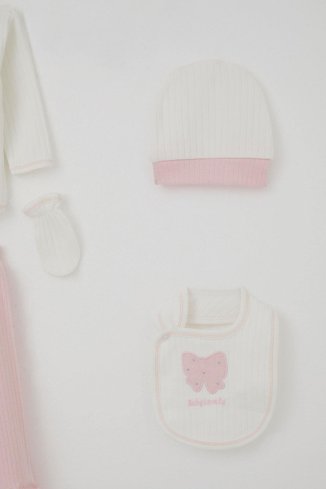 BRE Breeze Baby Girl Hospital Outfit 5 Piece Set with Bow & Butterfly Embroidery 0-3 Months, Ecru - Lerma