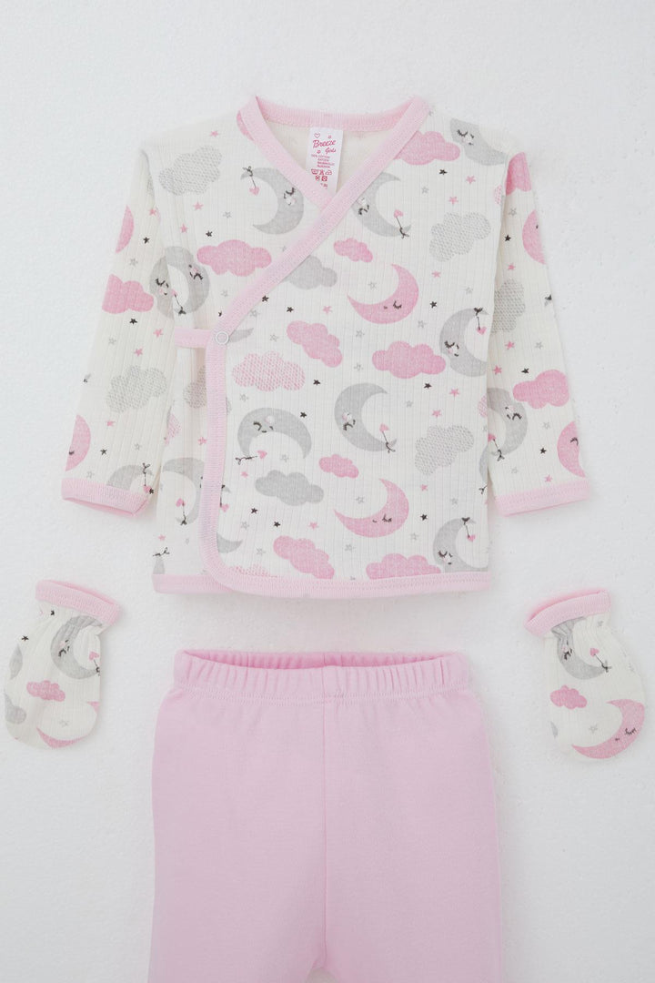 BRE Breeze Baby Girl Hospital Exit 5-Piece Sky Themed Sleepwear Set with Moon Pattern, 0-3 Months, Ecru - Frankfurt (Oder)