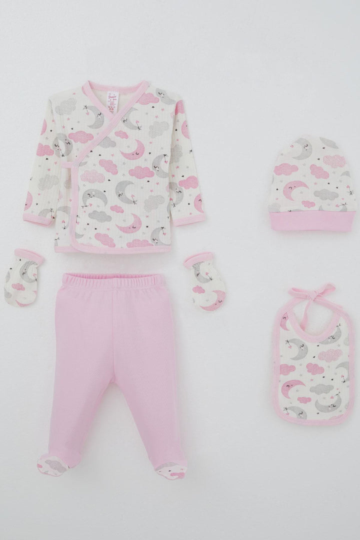 BRE Breeze Baby Girl Hospital Exit 5-Piece Sky Themed Sleepwear Set with Moon Pattern, 0-3 Months, Ecru - Frankfurt (Oder)