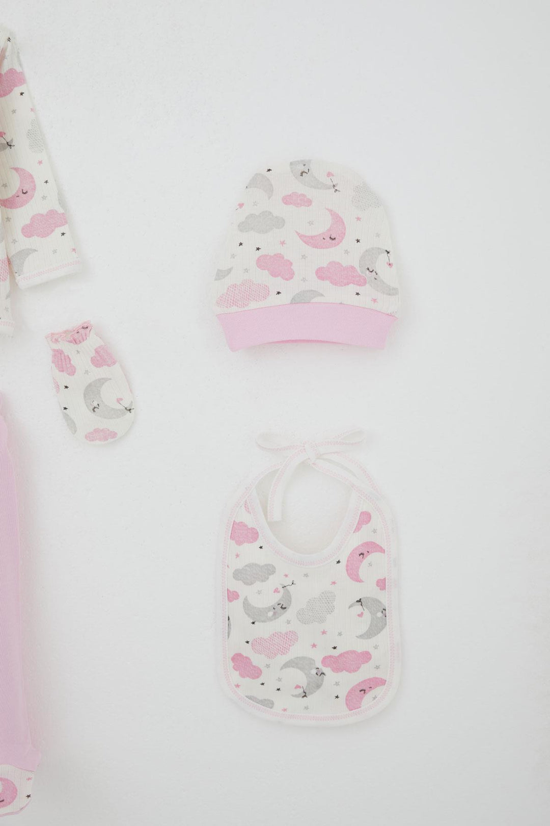 BRE Breeze Baby Girl Hospital Outfit 5 Piece Sky Themed Sleepwear Set with Moon Pattern 0-3 Months, Ecru - Timmins