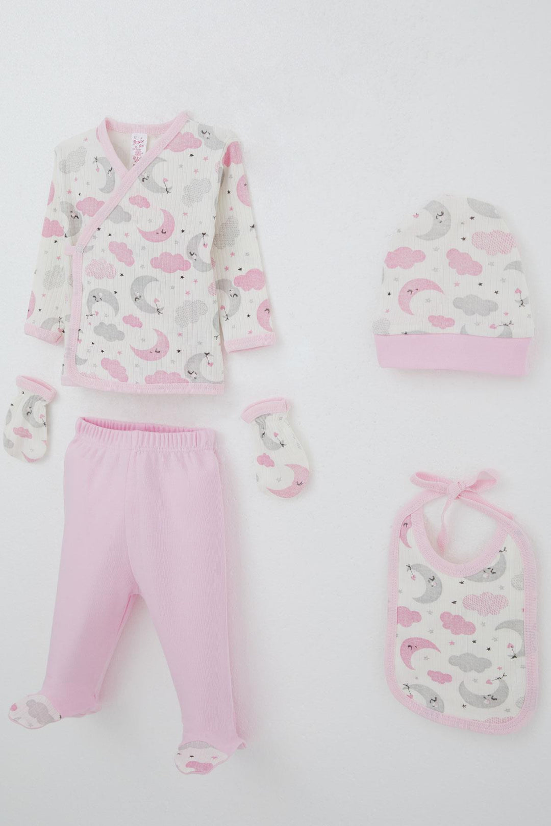 BRE Breeze Baby Girl Hospital Exit 5-Piece Sky Themed Sleepwear Set with Moon Pattern, 0-3 Months, Ecru - Frankfurt (Oder)