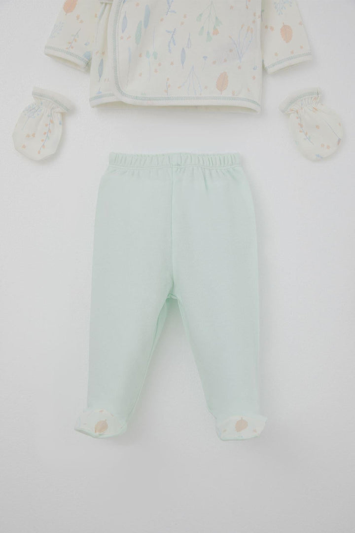 BRE Breeze Baby Girl Hospital Outfit 5-Piece Colorful Flower Patterned 0-3 Months, Ecru - Pearland