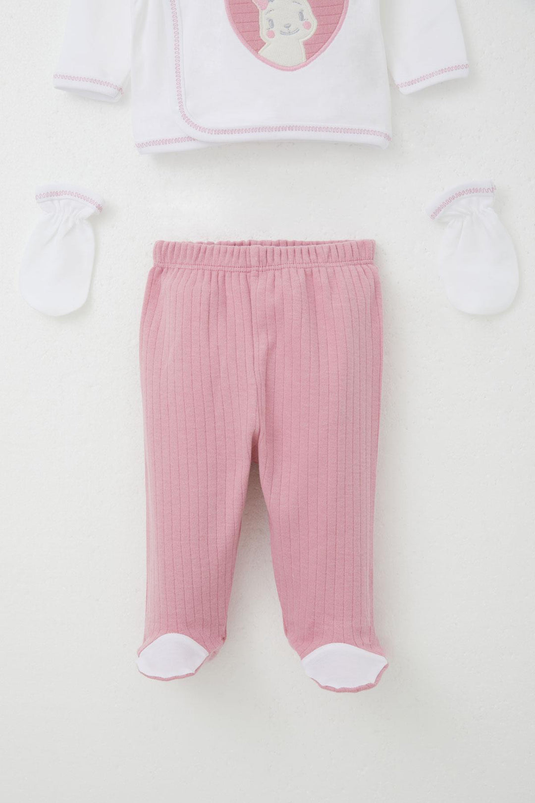 BRE Breeze Baby Girl Hospital Outfit 5-Piece Cute Bunny Embroidered 0-3 Months, Ecru - Hartford