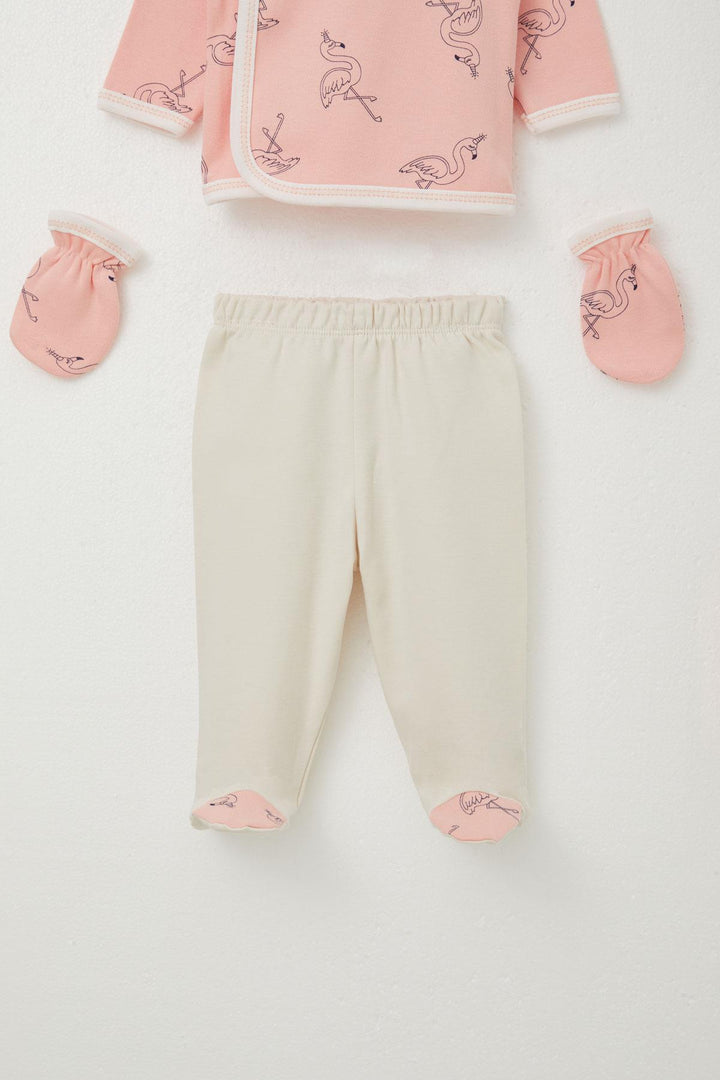 BRE Breeze Baby Girl Hospital Outfit 5 Piece Unicorn Flamingo Patterned 0-3 Months, Salmon - Owasso