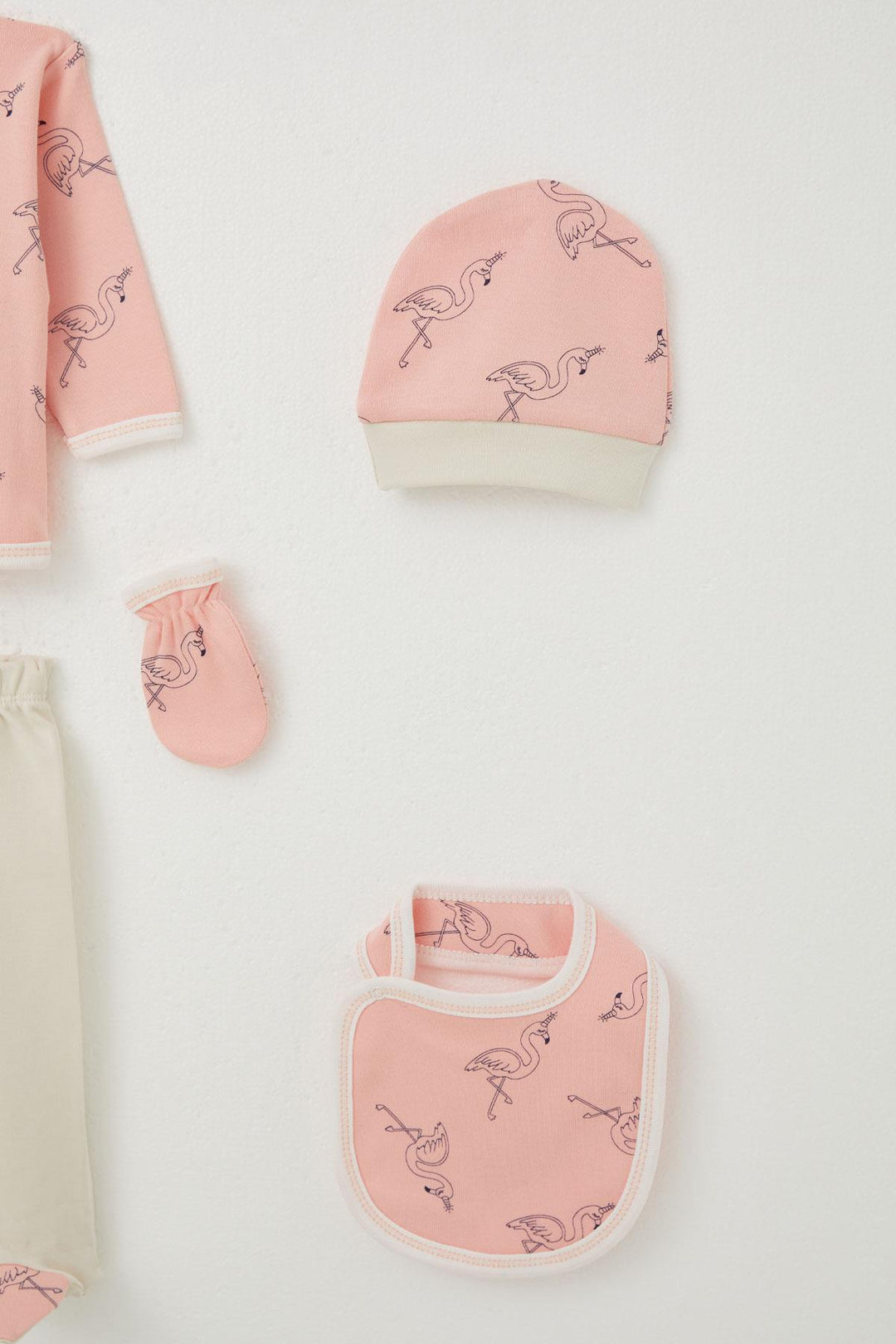 BRE Breeze Baby Girl Hospital Outfit 5 Piece Unicorn Flamingo Patterned 0-3 Months, Salmon - Owasso