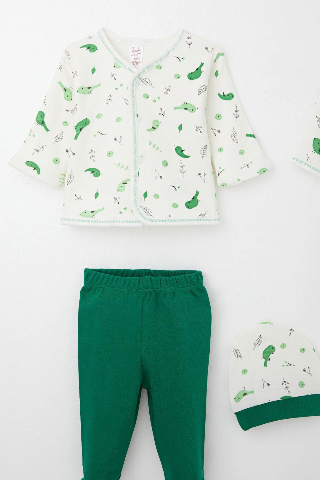 BRE Breeze Baby Girl Hospital Outfit 8 Piece Spring Themed Cute Little Sparrow Patterned 0-3 Months, Ecru - Calgary