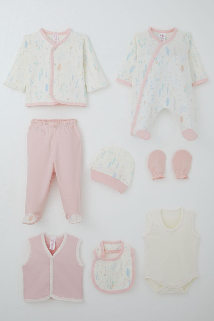 BRE Breeze Baby Girl Hospital Outfit 8 Piece Spring Themed Flower Patterned 0-3 Months, Ecru - King’s Lynn
