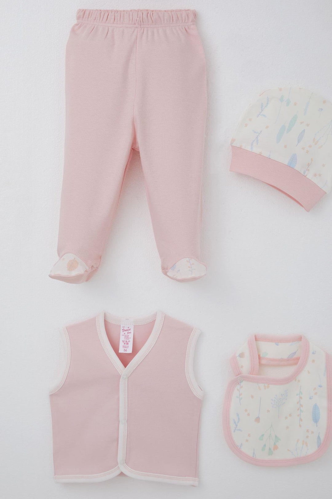 BRE Breeze Baby Girl Hospital Outfit 8 Piece Spring Themed Flower Patterned 0-3 Months, Ecru - King’s Lynn