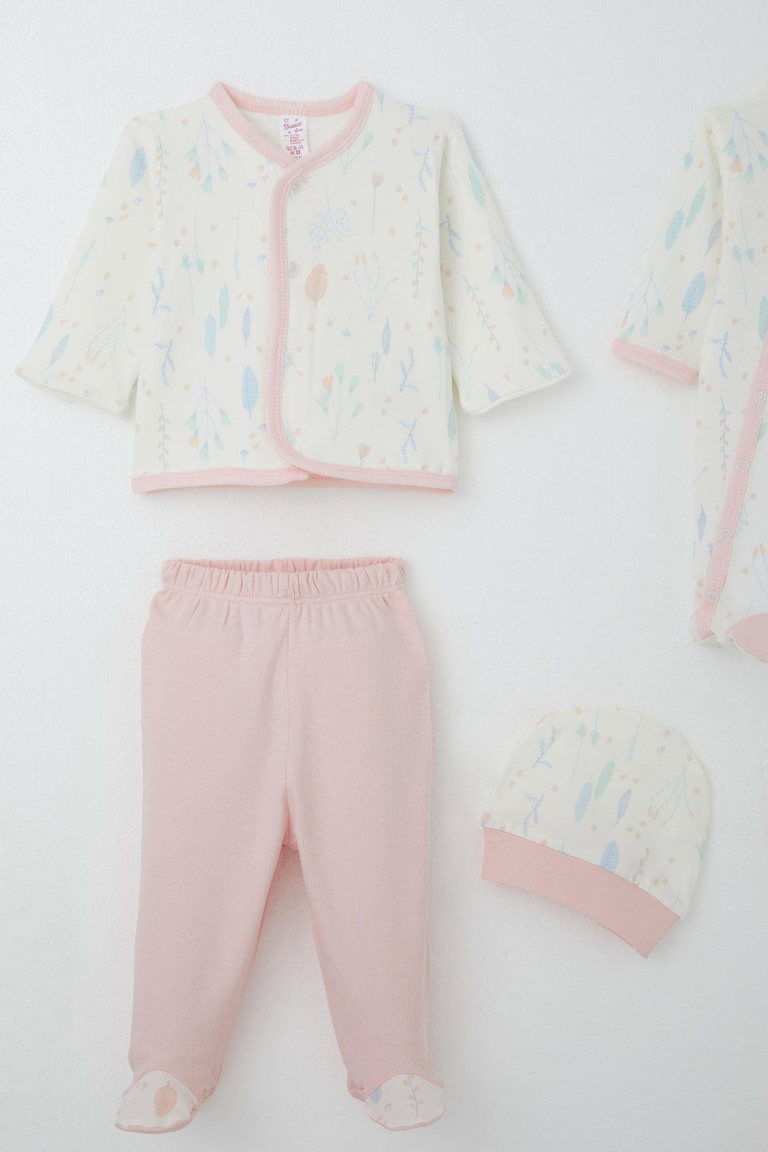 BRE Breeze Baby Girl Hospital Outfit 8 Piece Spring Themed Flower Patterned 0-3 Months, Ecru - King’s Lynn