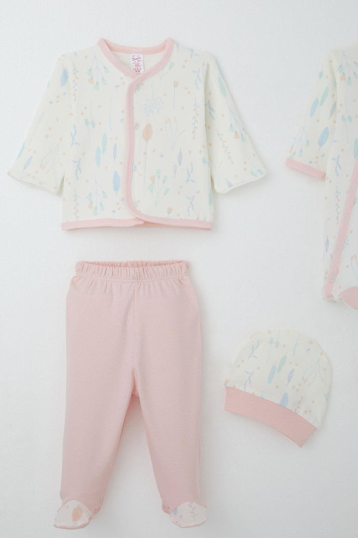 BRE Breeze Baby Girl Hospital Outfit 8 Piece Spring Themed Flower Patterned 0-3 Months, Ecru - King’s Lynn