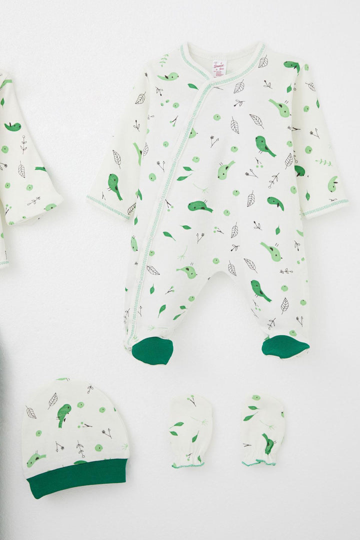 BRE Breeze Baby Girl Hospital Outfit 8 Piece Spring Themed Cute Little Sparrow Patterned 0-3 Months, Ecru - Calgary