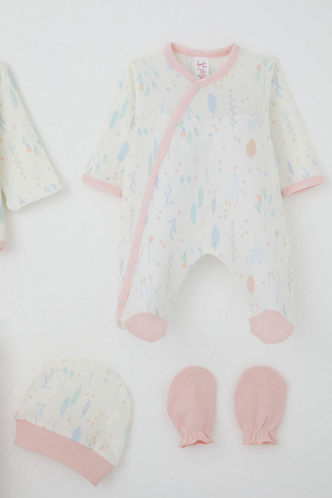 BRE Breeze Baby Girl Hospital Outfit 8 Piece Spring Themed Flower Patterned 0-3 Months, Ecru - King’s Lynn