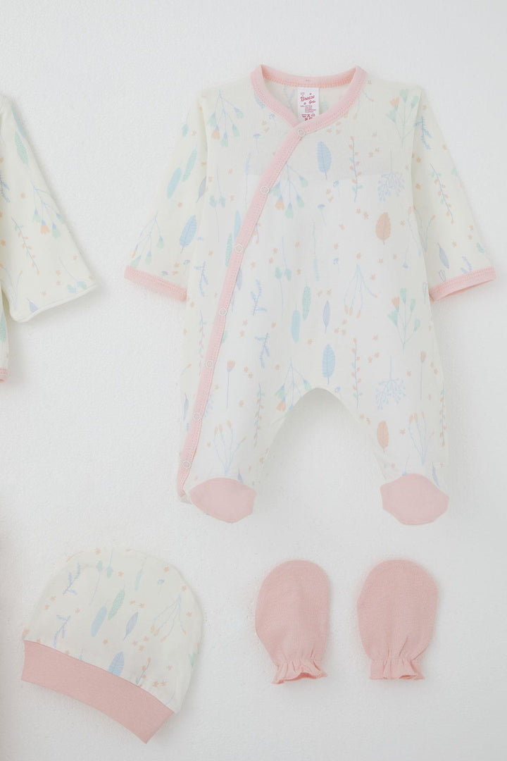 BRE Breeze Baby Girl Hospital Outfit 8 Piece Spring Themed Flower Patterned 0-3 Months, Ecru - King’s Lynn