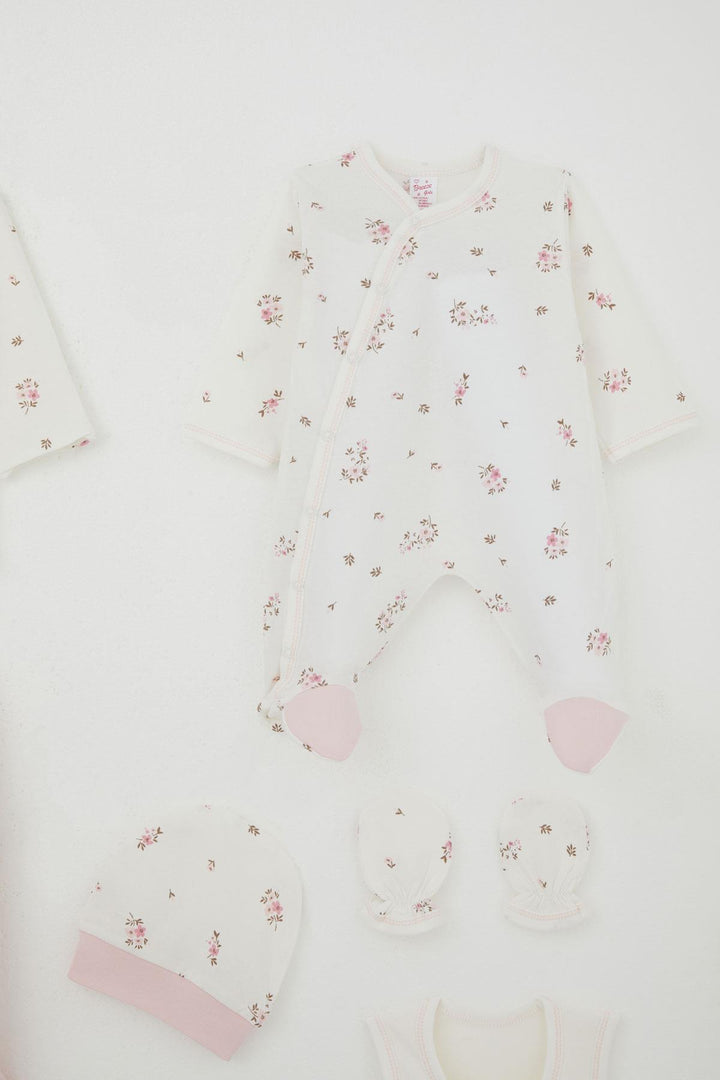BRE Breeze Baby Girl Hospital Outfit 8 Piece Flower Patterned 0-3 Months, Ecru - Ciudad de Allende