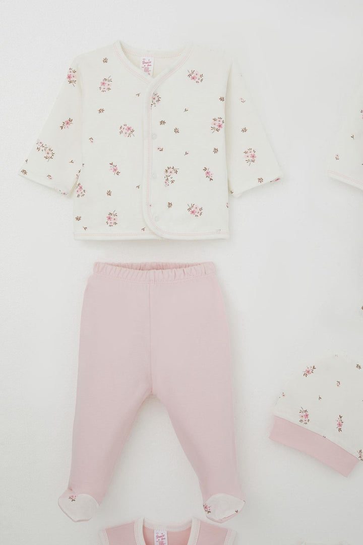 BRE Breeze Baby Girl Hospital Outfit 8 Piece Flower Patterned 0-3 Months, Ecru - Ciudad de Allende
