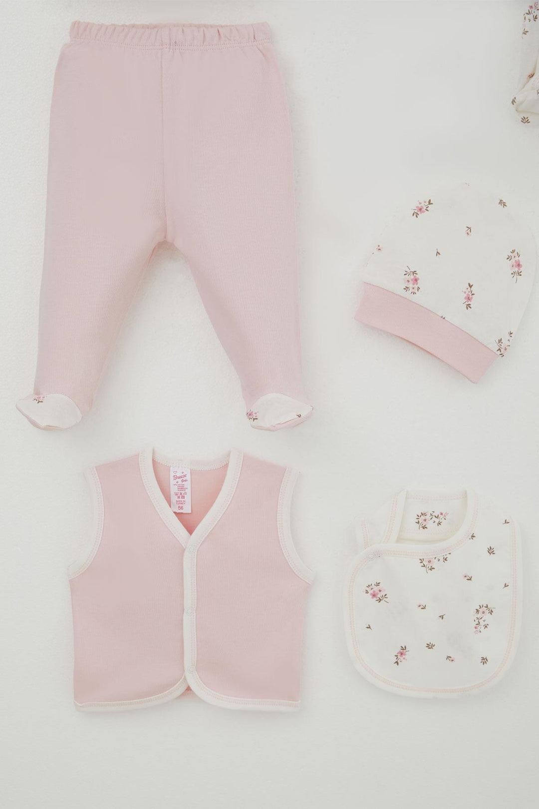 BRE Breeze Baby Girl Hospital Outfit 8 Piece Flower Patterned 0-3 Months, Ecru - Ciudad de Allende