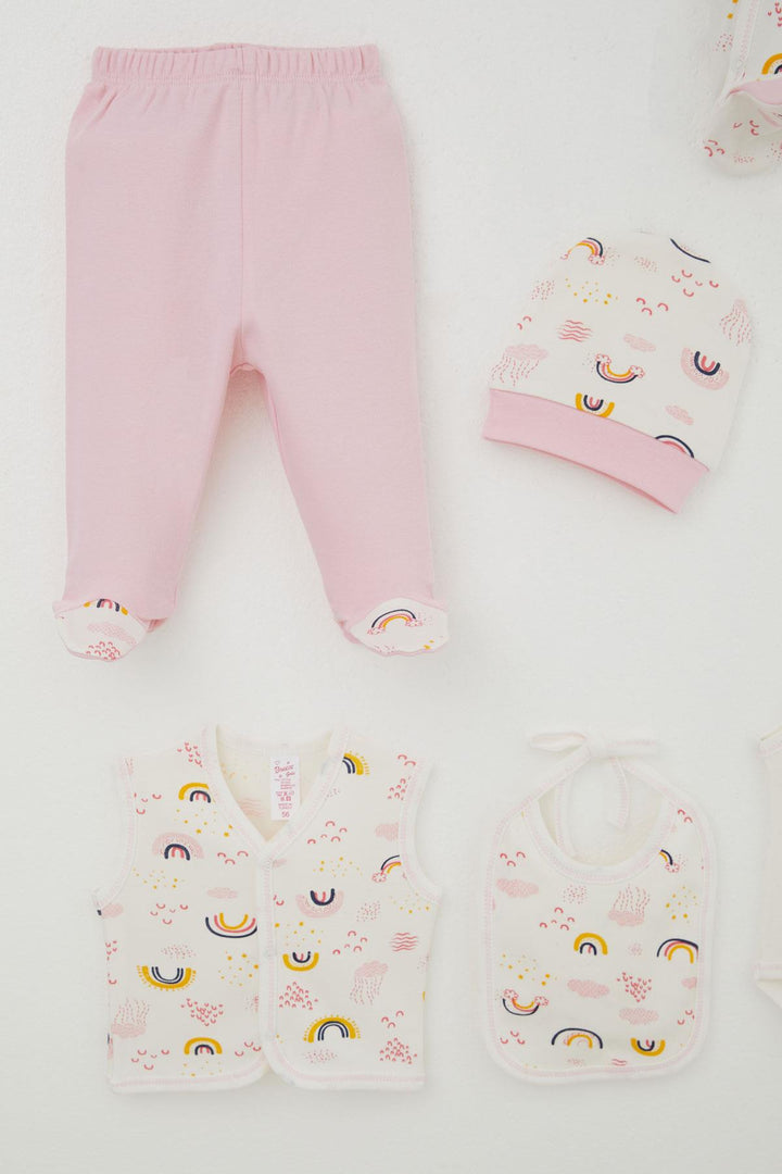 BRE Breeze Baby Girl Hospital Exit 8 Piece Sky Themed Cloud Patterned 0-3 Months, Ecru - Beringen