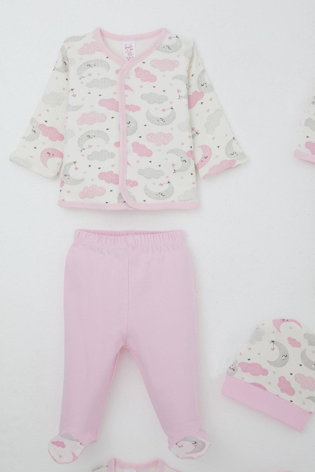 BRE Breeze Baby Girl Hospital Outfit 8 Piece Sky Themed Sleepwear Set with Moon Pattern 0-3 Months, Ecru - Memmingen