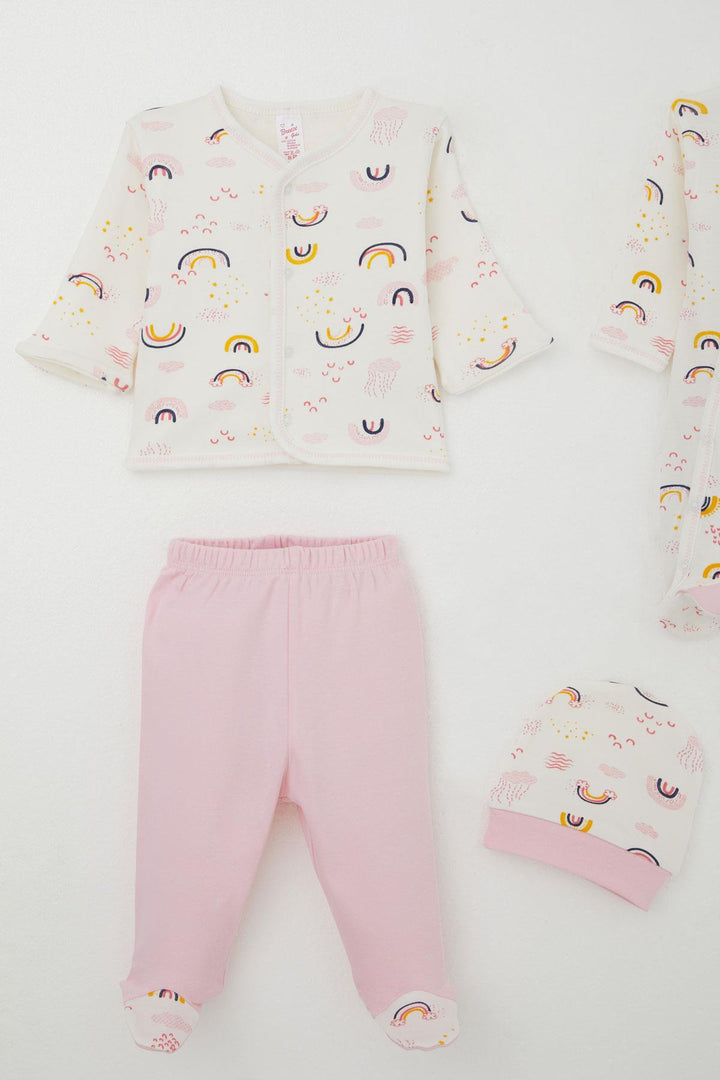 BRE Breeze Baby Girl Hospital Exit 8 Piece Sky Themed Cloud Patterned 0-3 Months, Ecru - Beringen