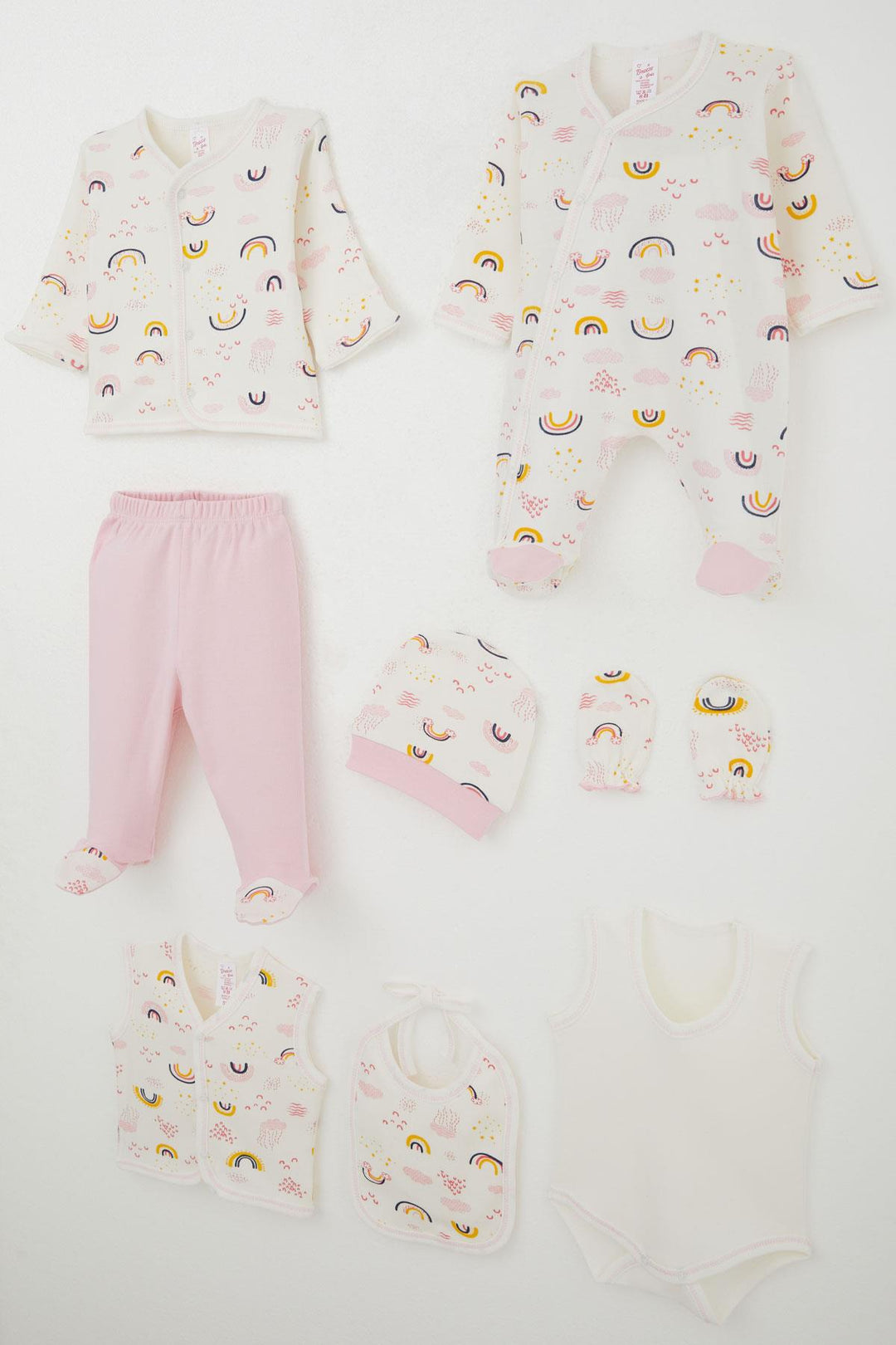 BRE Breeze Baby Girl Hospital Exit 8 Piece Sky Themed Cloud Patterned 0-3 Months, Ecru - Beringen