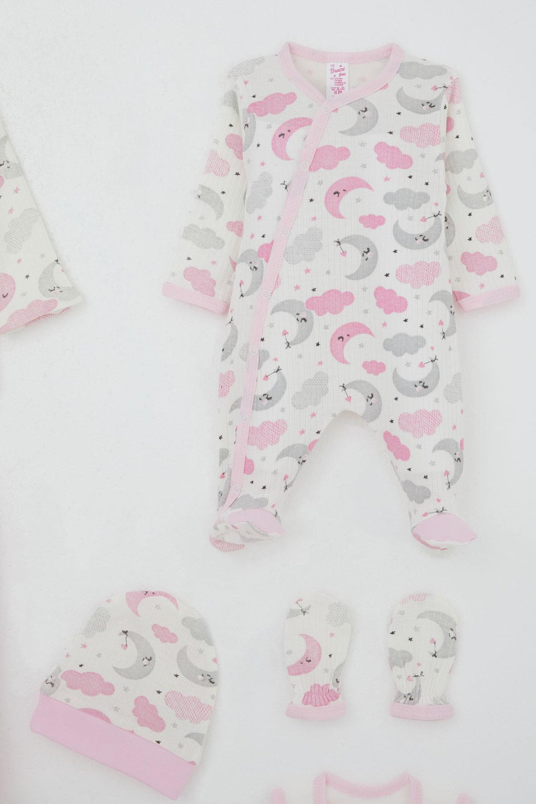 BRE Breeze Baby Girl Hospital Outfit 8 Piece Sky Themed Sleepwear Set with Moon Pattern 0-3 Months, Ecru - Memmingen