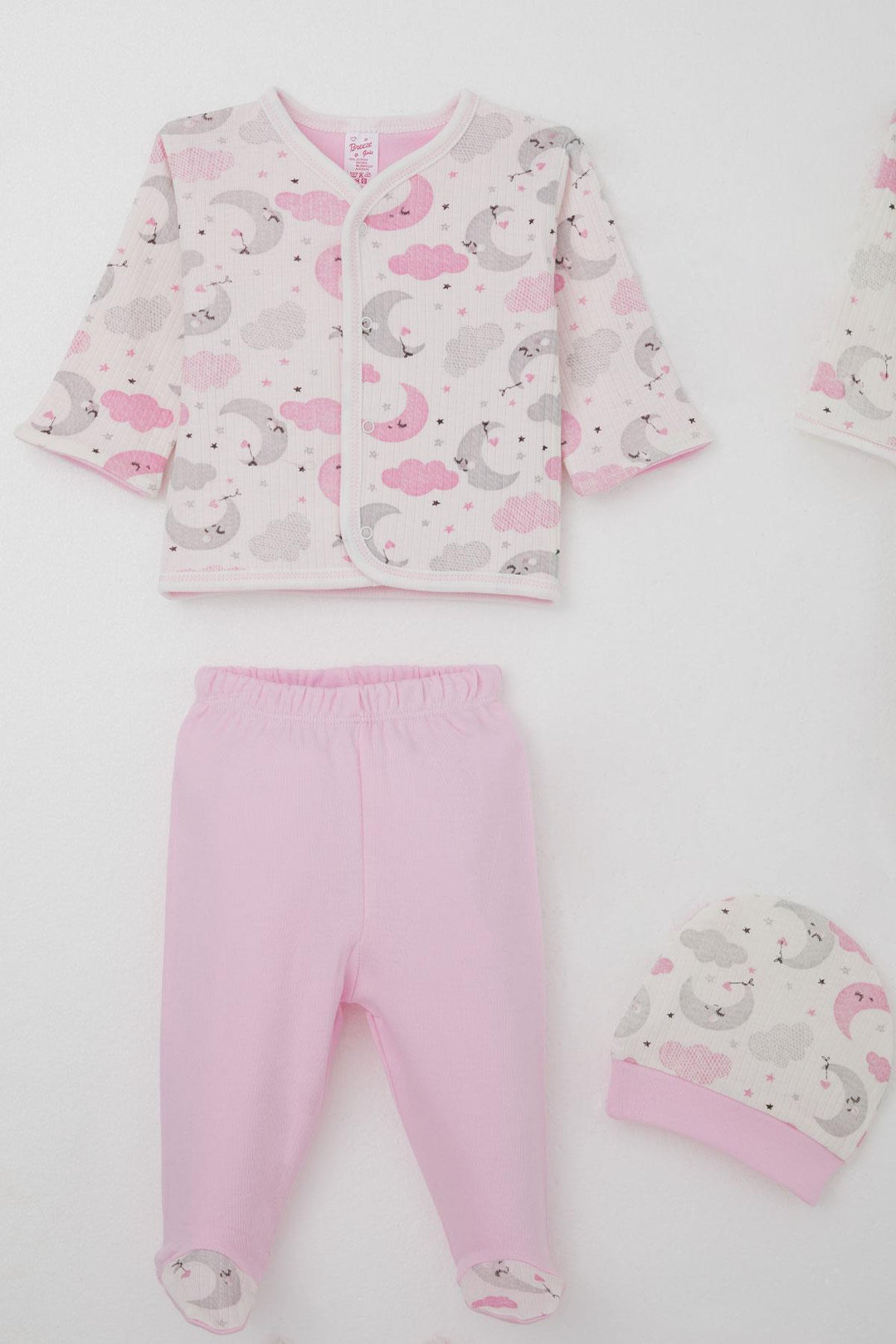 BRE Breeze Baby Girl Hospital Outfit 8 Piece Sky Themed Sleepwear Set with Moon Pattern 0-3 Months, Ecru - Navarre