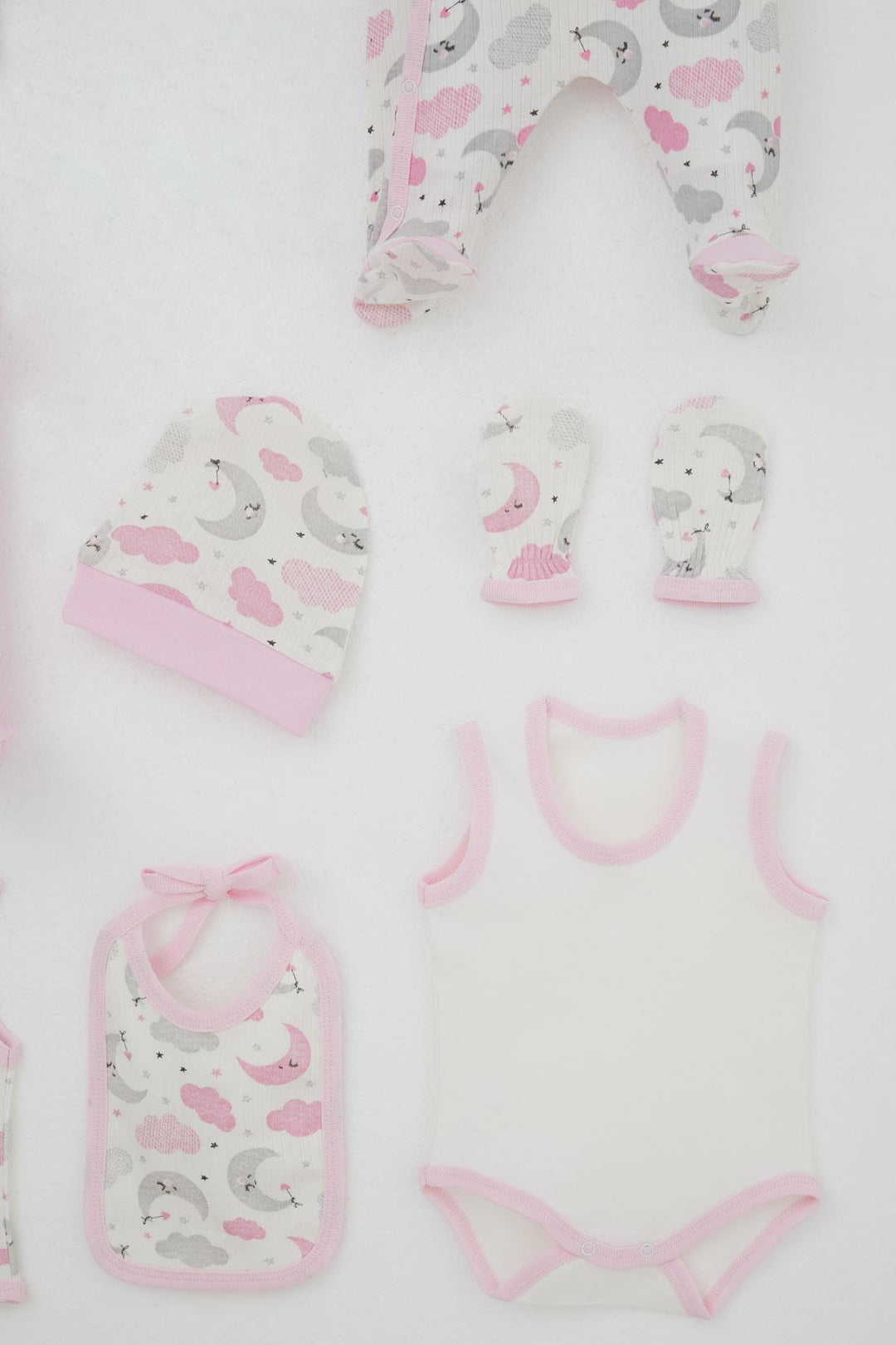 BRE Breeze Baby Girl Hospital Outfit 8 Piece Sky Themed Sleepwear Set with Moon Pattern 0-3 Months, Ecru - Memmingen