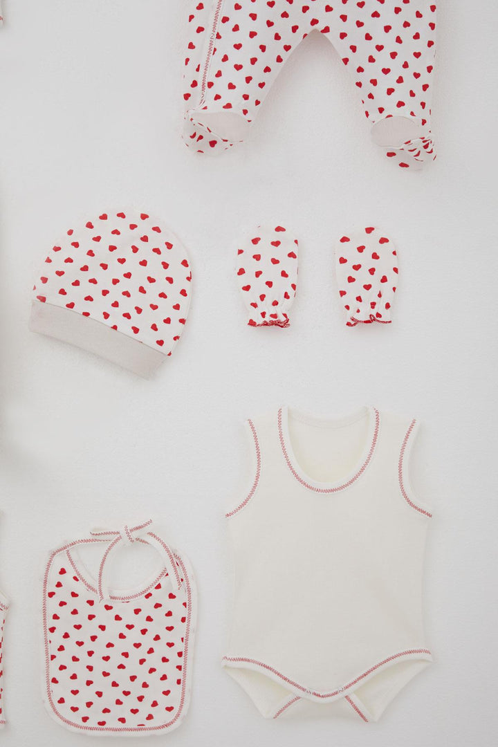 BRE Breeze Baby Girl Hospital Outfit 8 Pieces Elegance of Tiny Hearts 0-3 Months, White - Vaslui