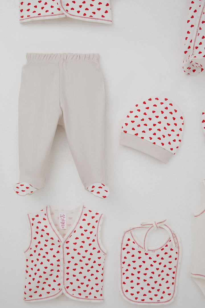 BRE Breeze Baby Girl Hospital Outfit 8 Pieces Elegance of Tiny Hearts 0-3 Months, White - Vaslui