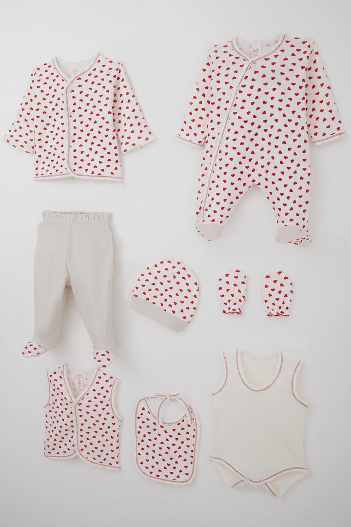 BRE Breeze Baby Girl Hospital Outfit 8 Pieces Elegance of Tiny Hearts 0-3 Months, White - Vaslui