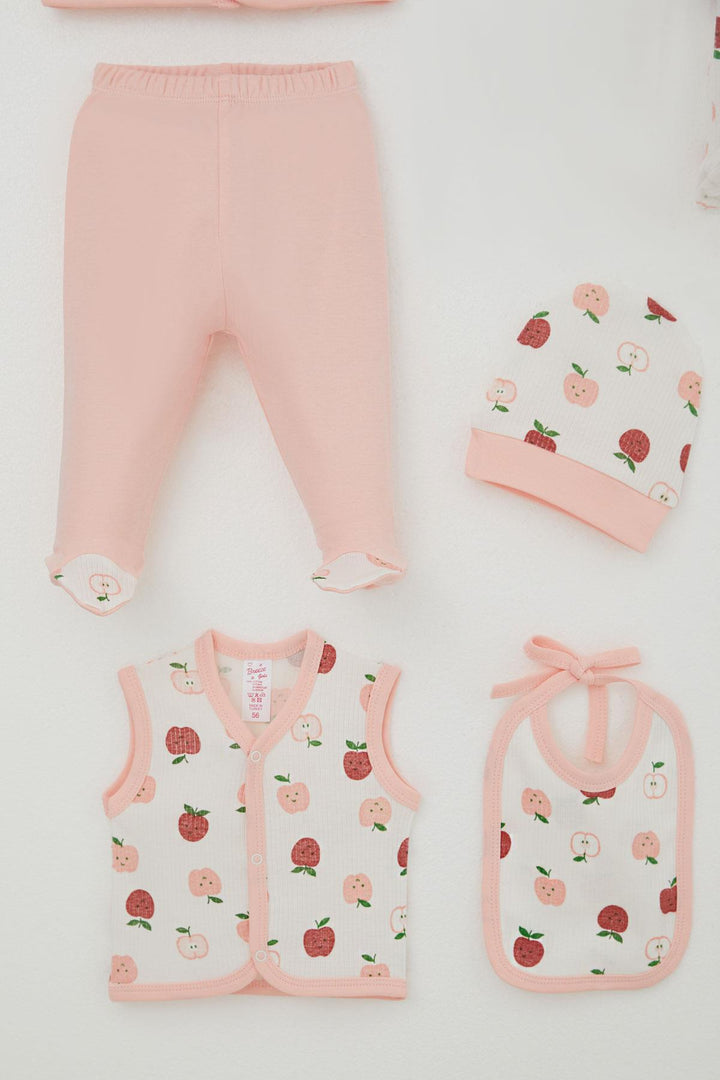 BRE Breeze Baby Girl Hospital Outfit 8 Pieces Cute Little Apple Patterned 0-3 Months, Ecru - Pinner
