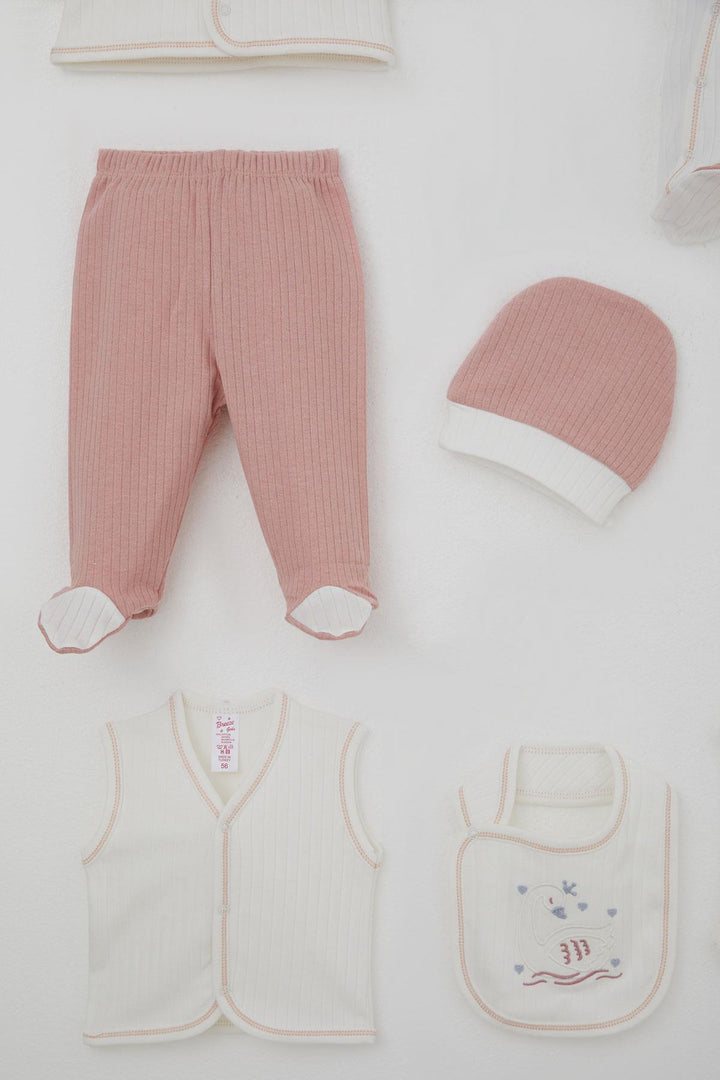 BRE Breeze Baby Girl Hospital Outfit 8 Piece Cute Queen Swan Embroidered 0-3 Months, Ecru - Rouen