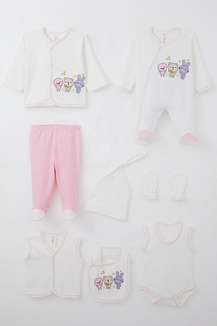 BRE Breeze Baby Girl Hospital Outfit 8 Cute Animals Embroidered 0-3 Months, Ecru - Newcastle under Lyme