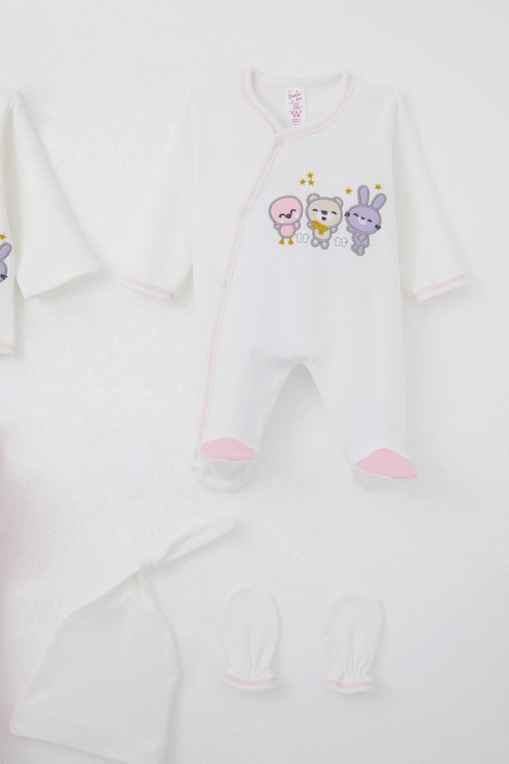 BRE Breeze Baby Girl Hospital Outfit 8 Cute Animals Embroidered 0-3 Months, Ecru - Newcastle under Lyme