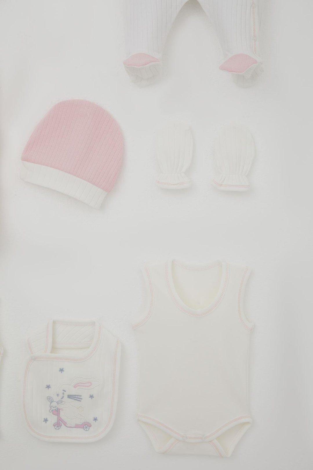 BRE Breeze Baby Girl Hospital Exit 8 Piece Scooter Fairy Kite Flying Bunny Embroidered 0-3 Months, White - Luton