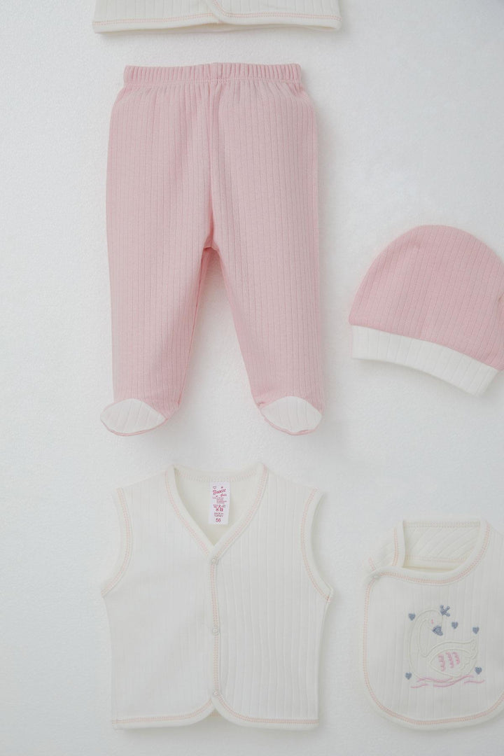 BRE Breeze Baby Girl Hospital Outfit 8 Piece Cute Queen Swan Embroidered 0-3 Months, Ecru - Grays