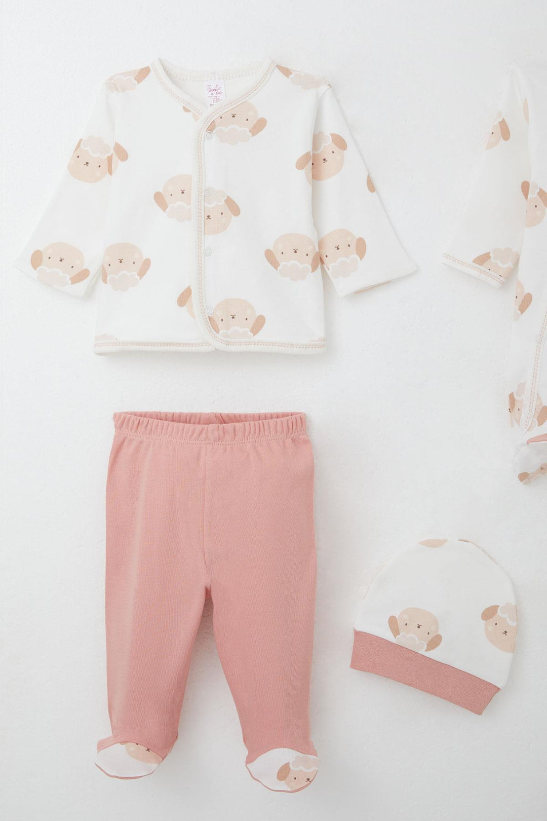 BRE Breeze Baby Girl Hospital Outfit 8 Piece Cute Lamb Patterned 0-3 Months, White - Monroe