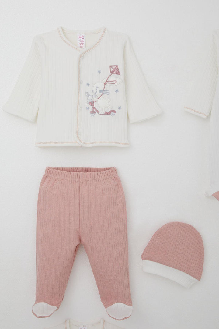 BRE Breeze Baby Girl Hospital Exit 8 Piece Scooter Fairy Kite Flying Bunny Embroidered 0-3 Months, Ecru - Reading