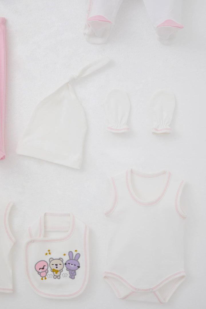 BRE Breeze Baby Girl Hospital Outfit 8 Cute Animals Embroidered 0-3 Months, Ecru - Newcastle under Lyme