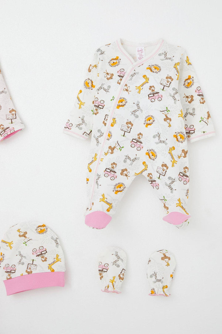 BRE Breeze Baby Girl Hospital Exit 8 Piece Safari Adventure Cute Animals Patterned 0-3 Months, Ecru - Kanasín